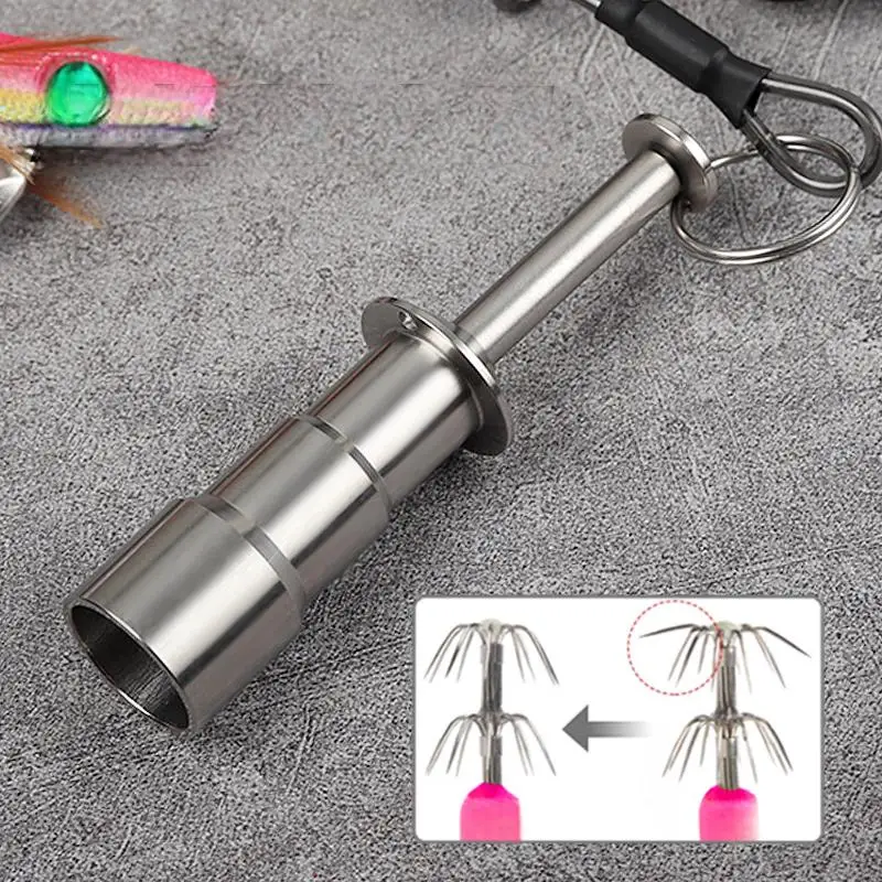 Correcteur d'hameçon calmar en acier inoxydable HAUT TON portable léger accessoire pêche
