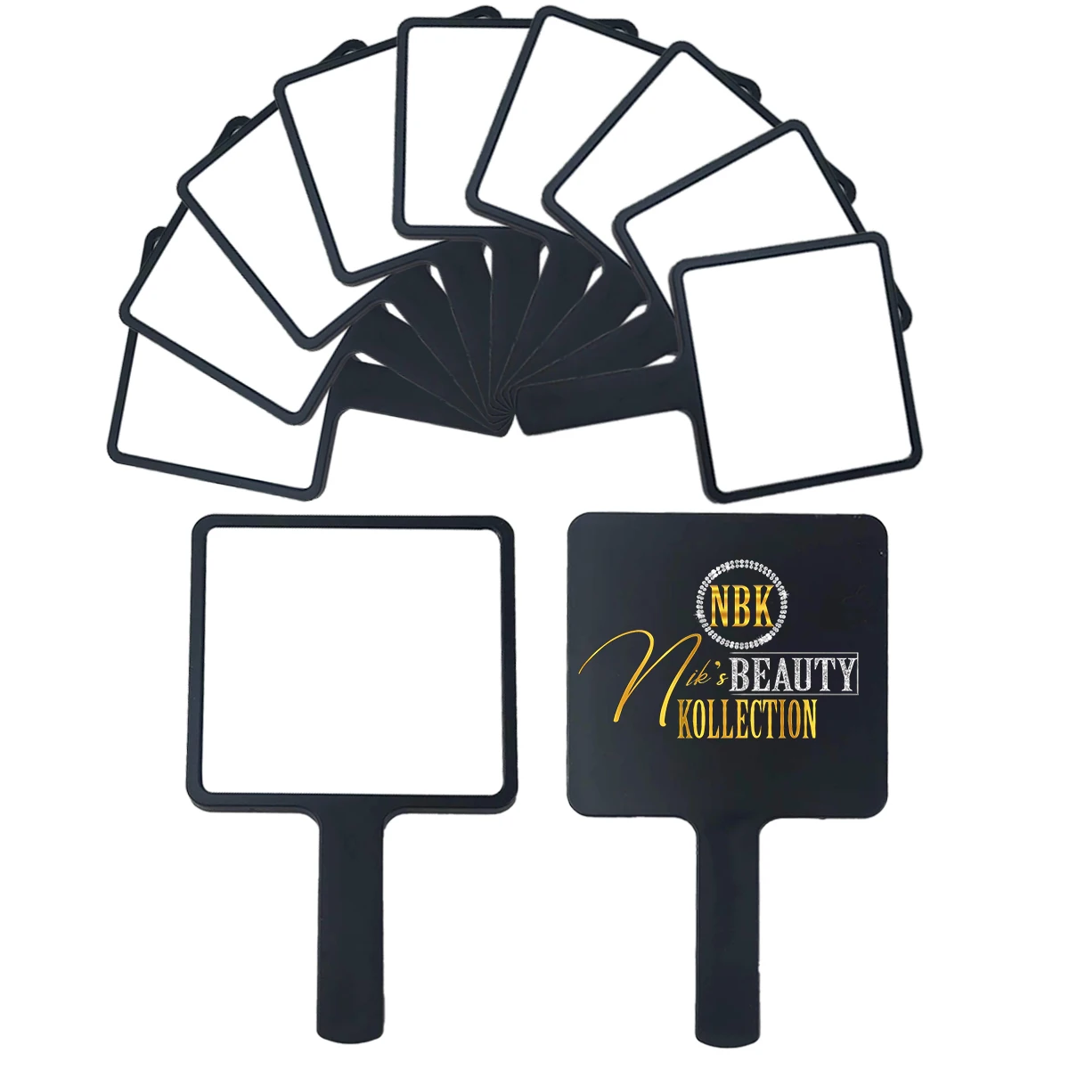 Wholesale Black Heart  Mirrors For Hair/ Cosmetic/Beauty  Boutique Customize Brand Logo Cool Cute Handle Square Mirrors  Vendor 5