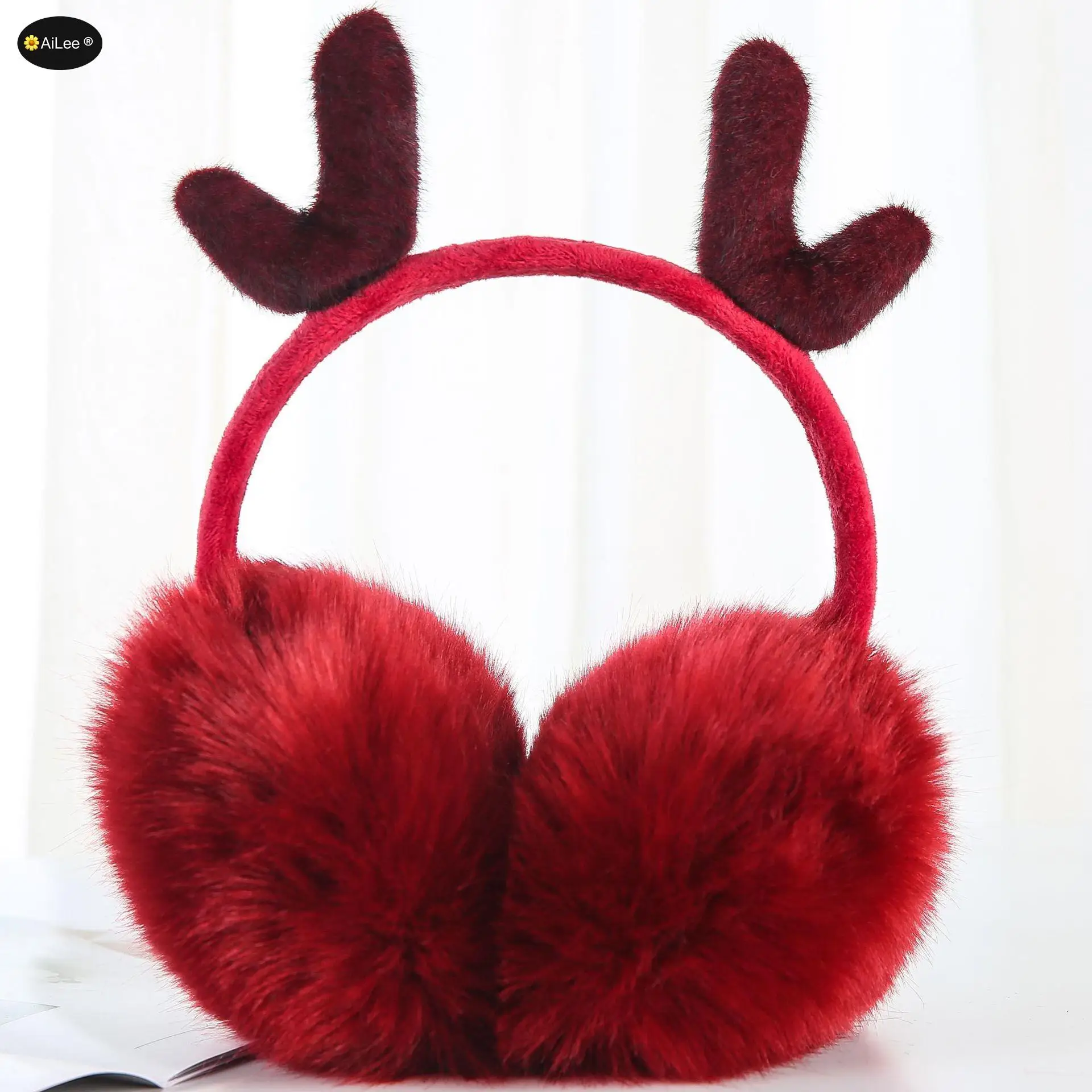 

New Christmas Faux Rabbit Fur Ladies Elk Earmuffs Autumn Winter Warm Warmer Skiing Fur Headphones Casque Antibruit Cut Xmas