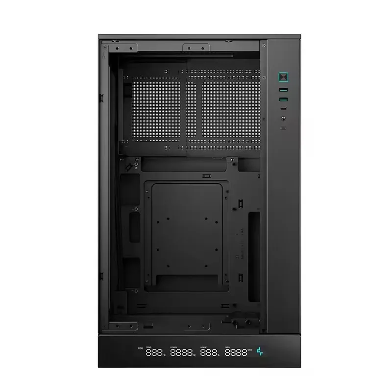 디피쿨 CH-270 수직 디지털 디스플레이 케이스, MATX 백플래시 마더보드 지원, 360 수냉식 메쉬 쿨링 케이스, 블랙