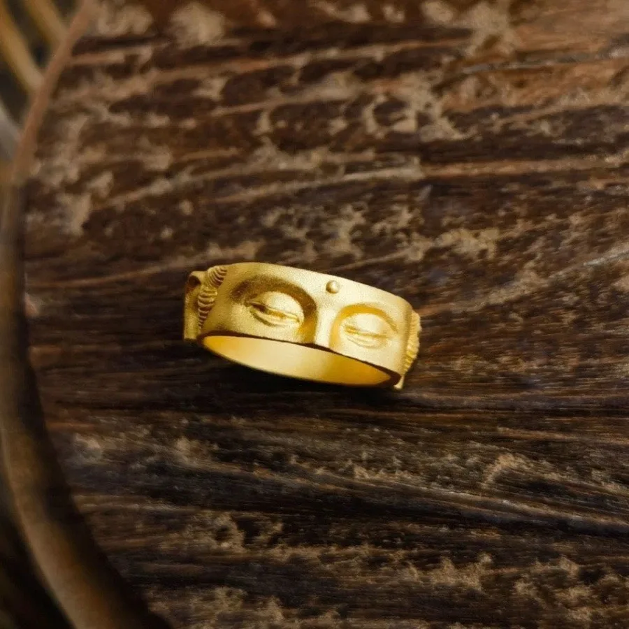 2025 Stile di moda Design creativo Metallo Buddha Face per uomini e donne, Anelli per il pollice regolabili retrò in stile punk, Gioielli all'ingrosso_voghion.com