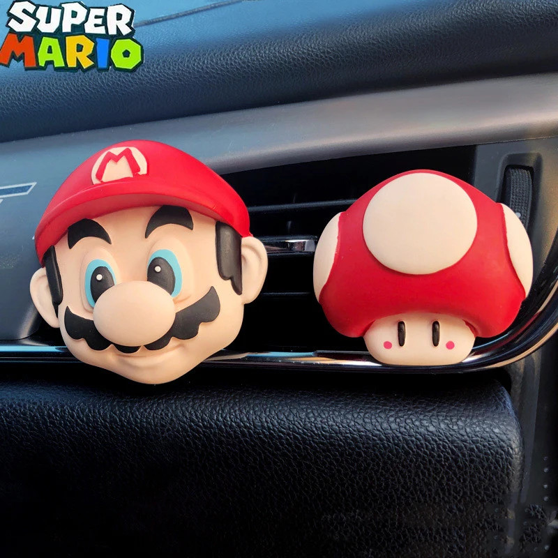 Super Mario Bros Car Profumo Clip Anime Game Luigi Peach Bowser Wario Deodorante Riutilizzabile Uomo Car Air Outlet Accessori Regali