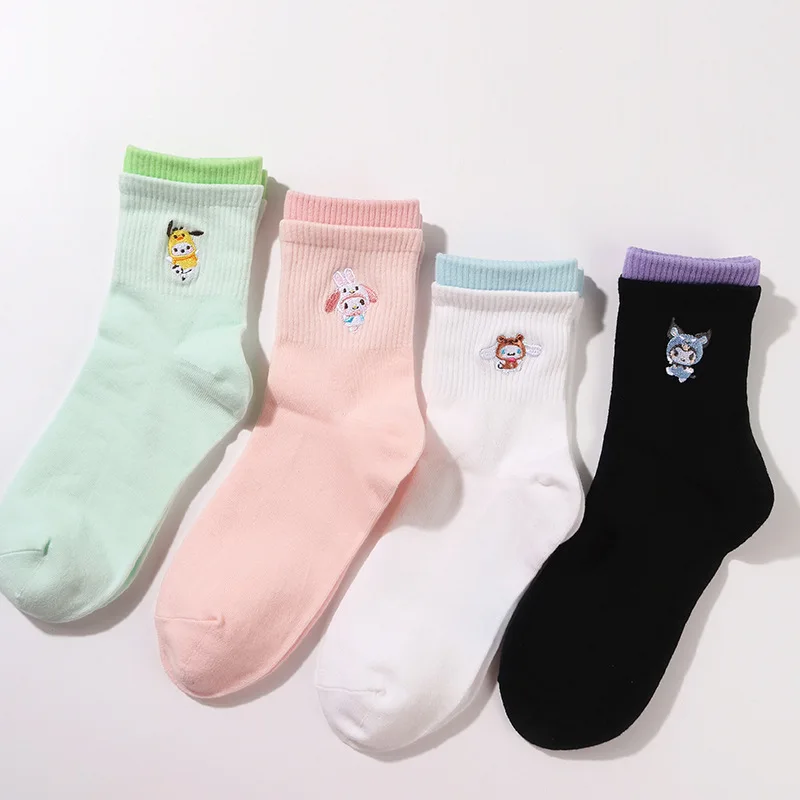 

Sanrio Kawaii My Melody Lovely Socks Pochacco Cotton Kuromi Anime Anti-Bacterial Absorbent Mid Calf Socks Birthday Gift