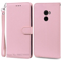 Leather Flip Wallet Case - Elegant Book Cover for Xiaomi Mi Mix 2 (Pink - Strap)