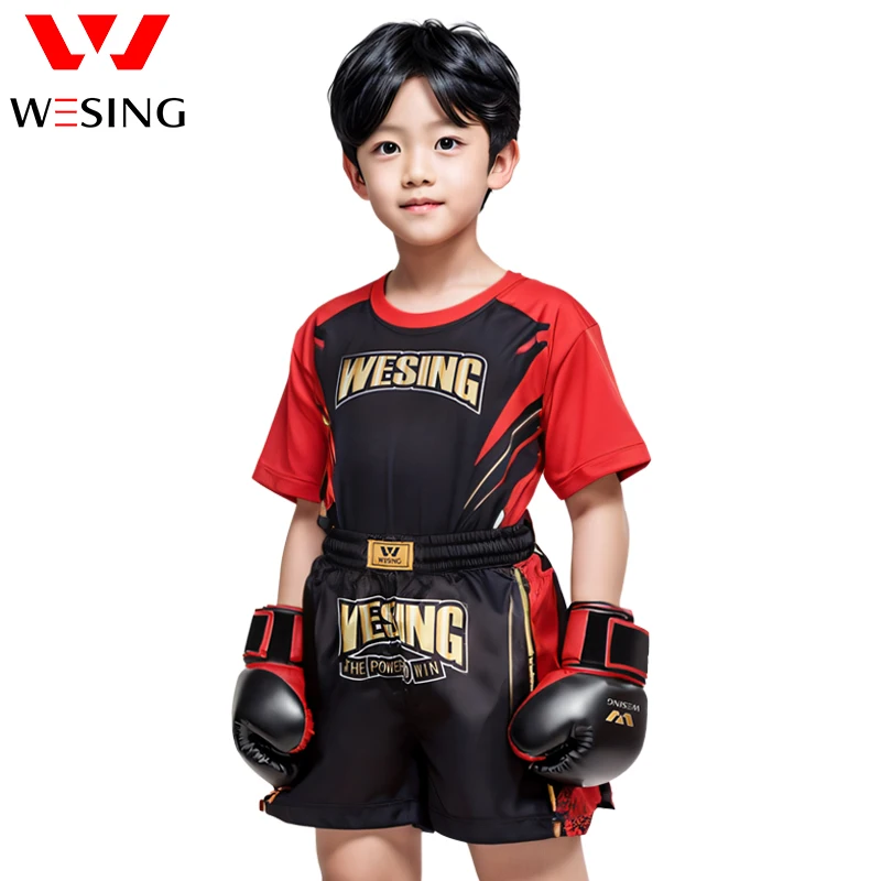 WESING Kids Sports Rash Guards for Boys Girls Short Sleeve for MMA Kickboxing Jiu Jitsu BJJ