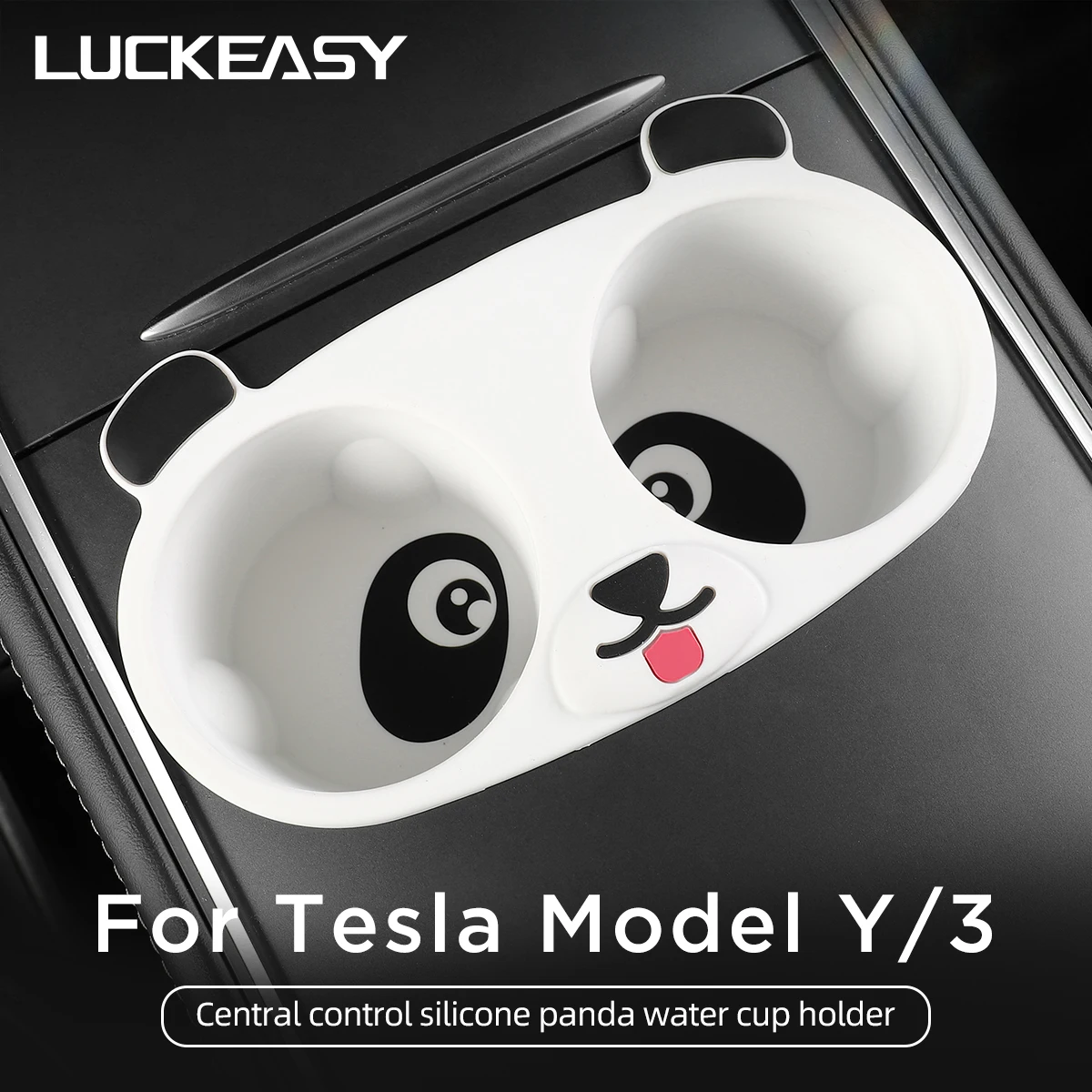 

For Tesla Model 3 Cup Holder Central Control Drinks Holder Model Y 2023 Panda Pattern Water Cup Holder Car Interior Accessories