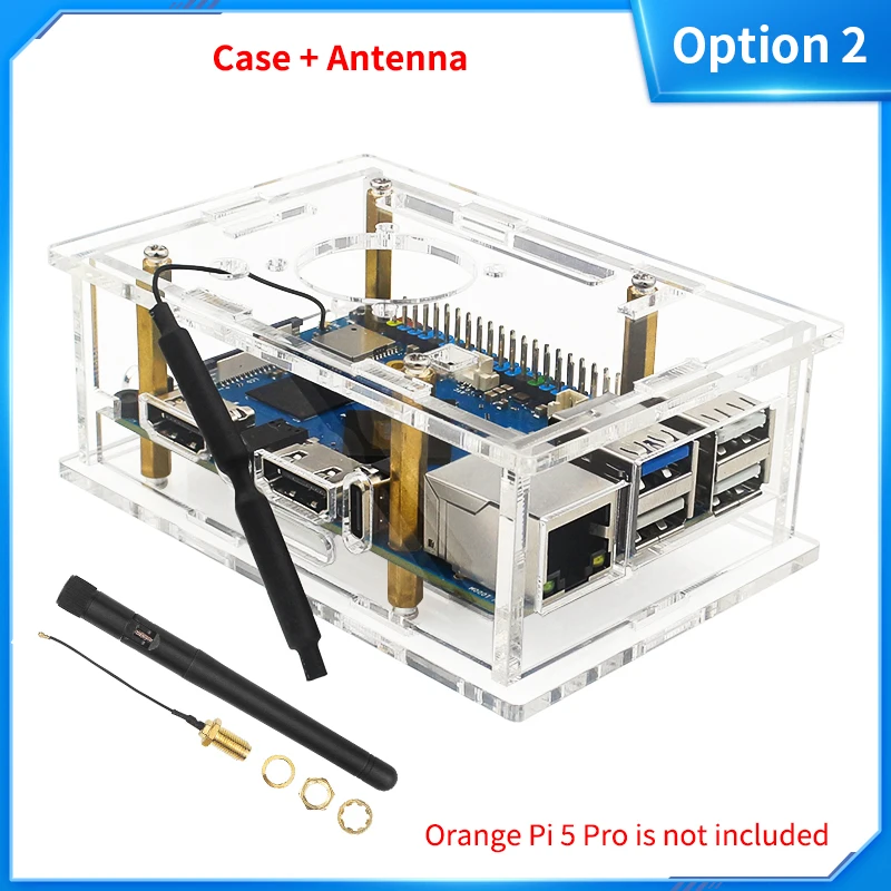 Orange Pi 5 Pro Acrylic Case Transparent Shell Protective Box Optional Cooling F