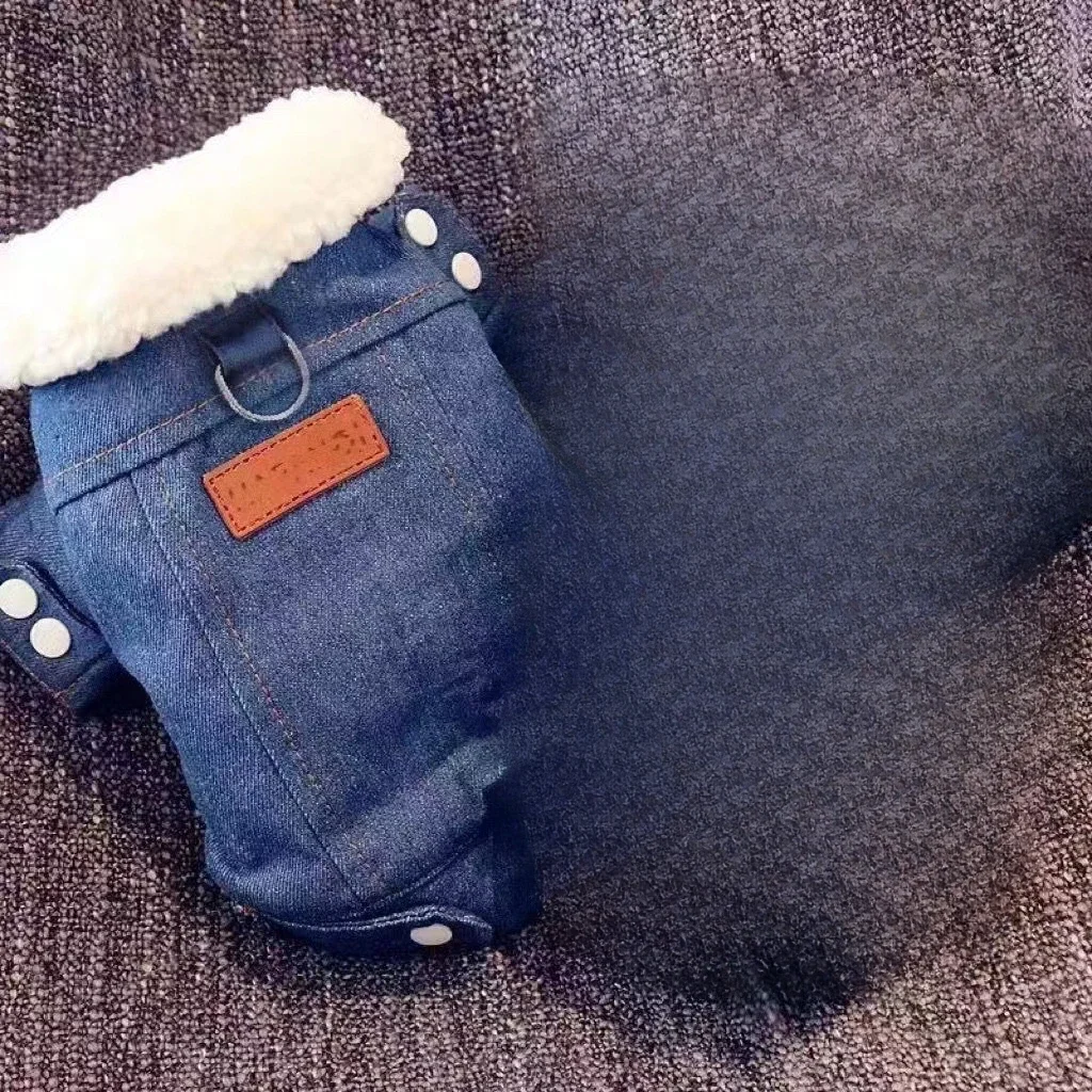 thumbnail image 1 of Abrigo de lana de cordero vaquero para mascotas, abrigo de parka para perros pequeños con cuello grueso y grueso, ropa para mascotas, abrigo para perros, accesorios para perros, 1 of 5