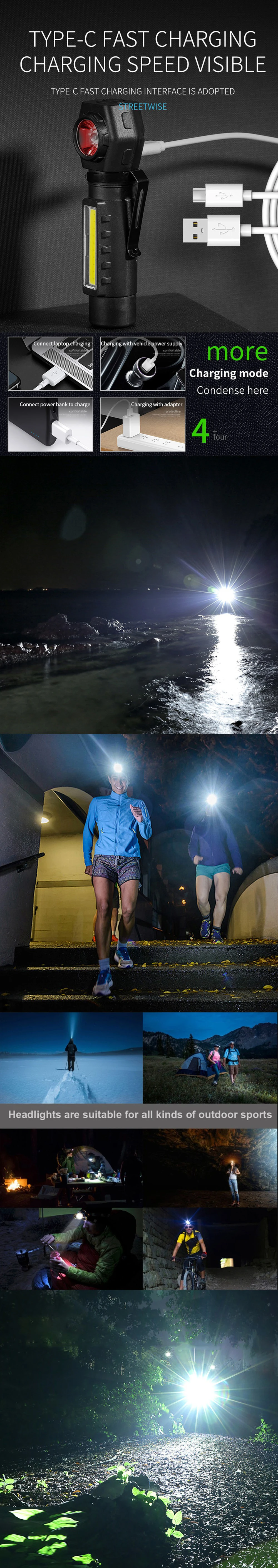 Description Picture 3 of itemOutdoor headlights long endurance strong light LED rechargeable mounted ultra bright magnetic pen holder dual purpose flashlight