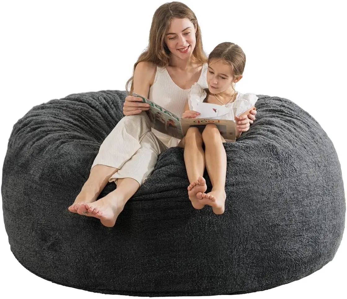 Cover] Large Bean Bag Chair: 4 ft Bean Bag Chairs for Adults/Kids with Filling,Ultra Soft Faux Fur Fabric,Memory Foam w