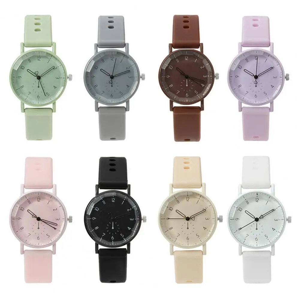 

Women Watch Colorful Silicone Strap Quartz Watch for Ladies with Round Dial High Accuracy Timepiece for Wear Dating Candy Color