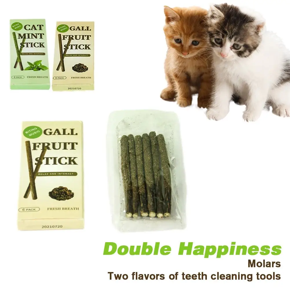 

6 Sticks/box Cat Mint Stick Gall Fruit Molar Stick For Cat Teeth Cleaning Treating Pet Supply Cat Toys New 2024 N6V1