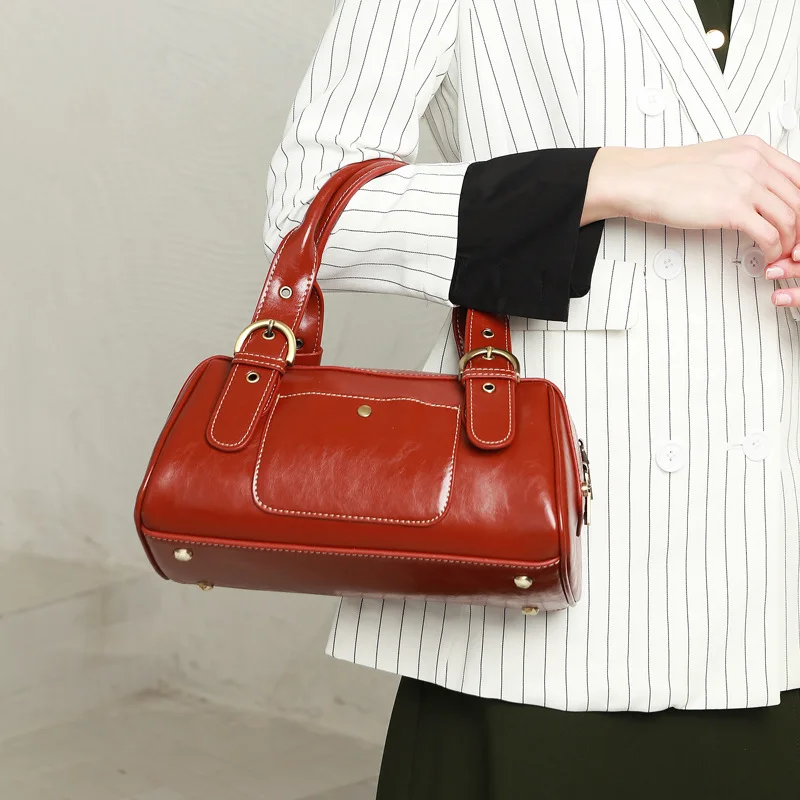 

Women's Handbag Vintage Genuine Leather Fashion Hot Sale Cowhide Bag for Women High Quality Soft Top Handle Bags Bolsos