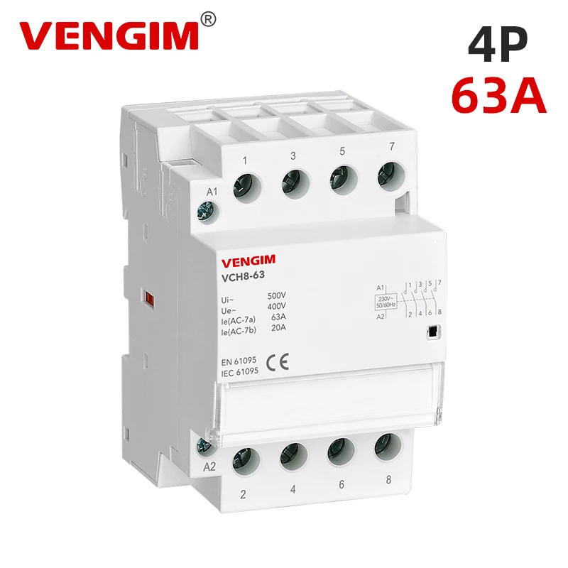 Contator Modular 4p 63a 220v 400v 4no 2no2nc 50 60hz da C.a. do Agregado Familiar do Ruído do Trilho do Ruído de Vengim