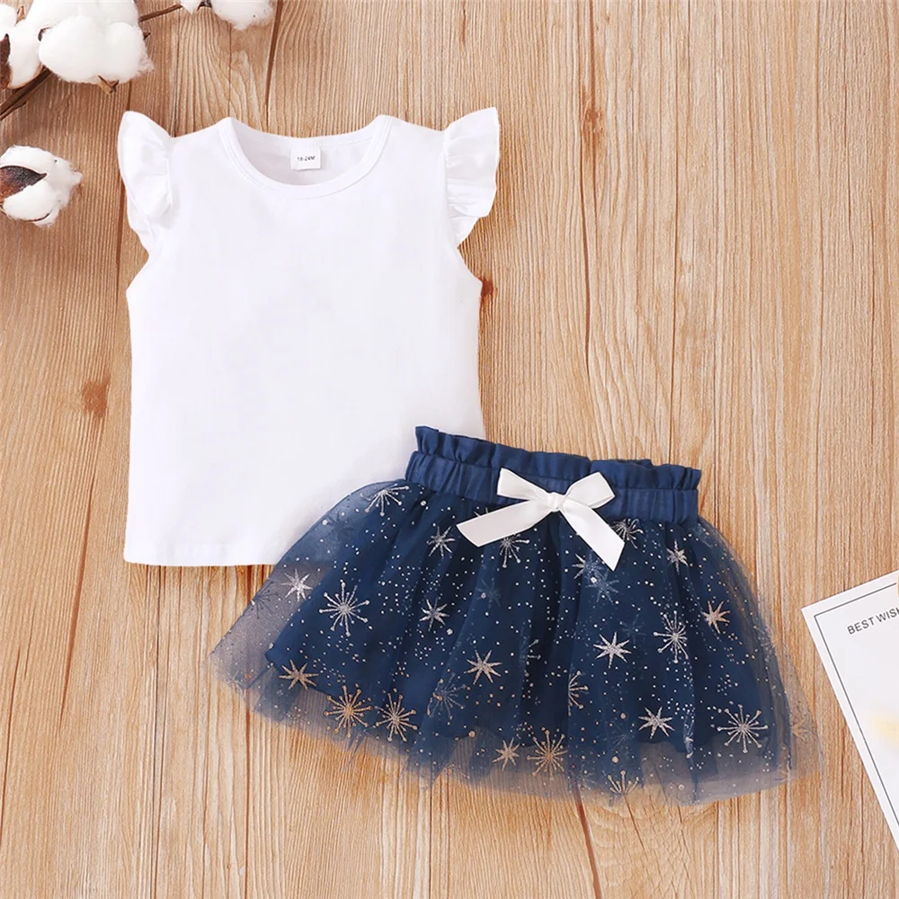 Girl's White Top with Tutu Set 2