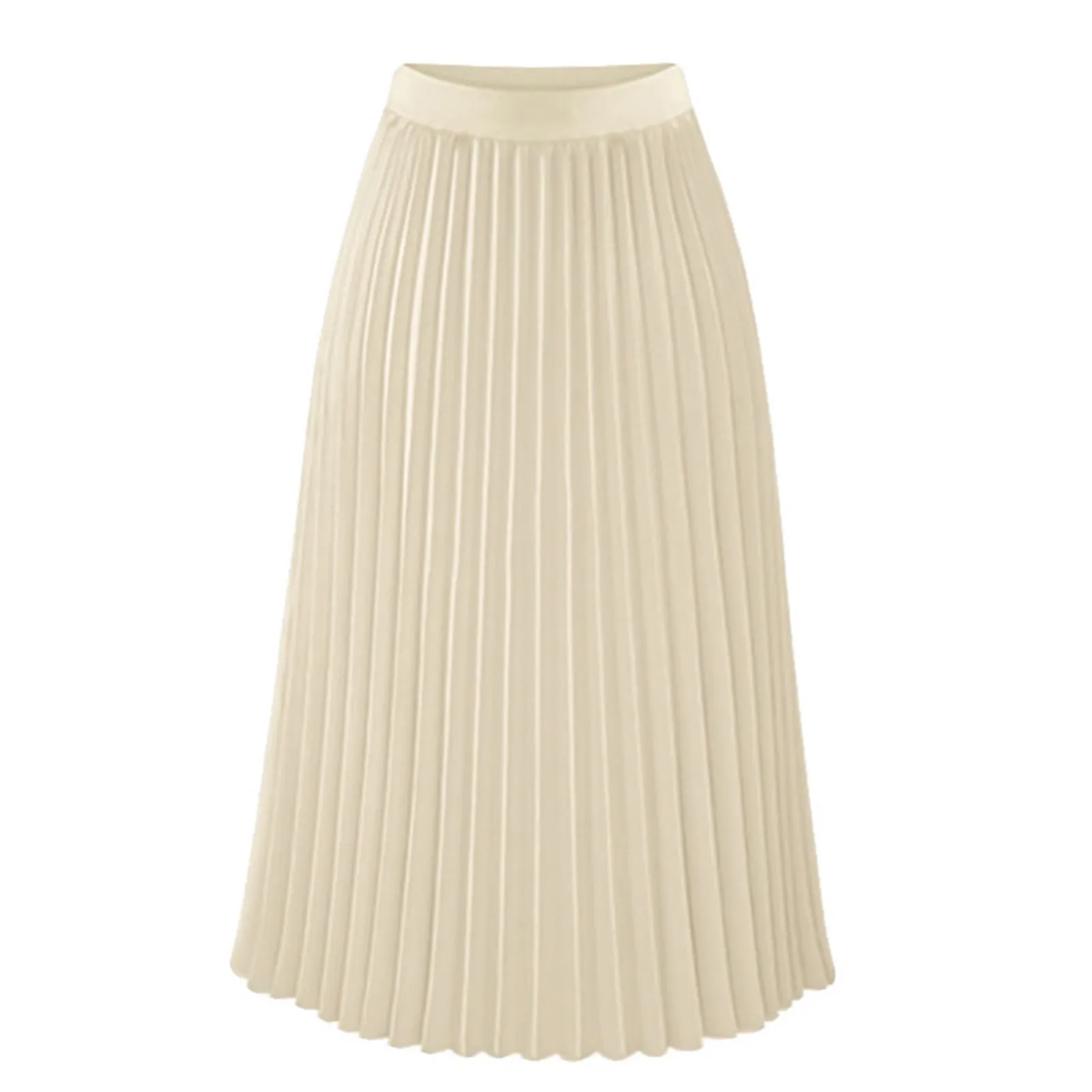

Skirts For Women's 2024 Popular Best Selling High Elastic Waisted Pleated Mid A-Line Swing Skirt Beach Vacation Casual Style