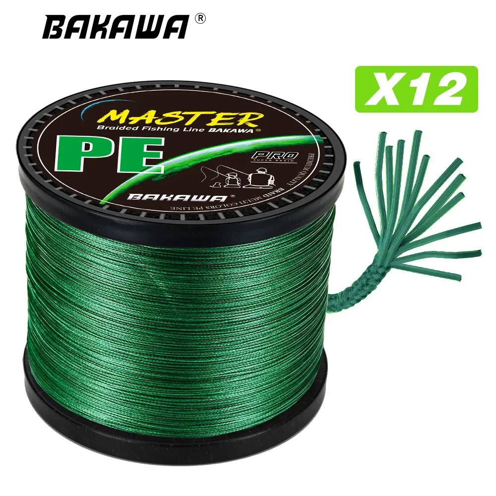 

BAKAWA 300M 100M 500M 1000M 12 Strands Braided Fishing Line 100% PE Wire Multifilament Japanese 25-120LB Carp Weaves Saltwate