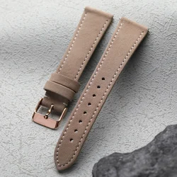 Italian Handmade Frosted Leather Strap - Soft Quick Release - 20mm (B rose gold)