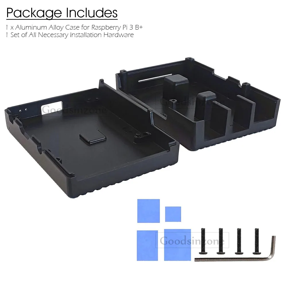 라즈베리 파이 3 B+ 메탈 케이스, 패시브 쿨링 방열판이 있는 견고한 알루미늄 합금 쉘 (Pi3 모델 B+ 3B Plus / 3B용)