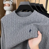 Luxe poney broderie marque de créateur pull hommes nouvelle mode unique jacquard confort Paul décontracté tricoté col rond pull 4