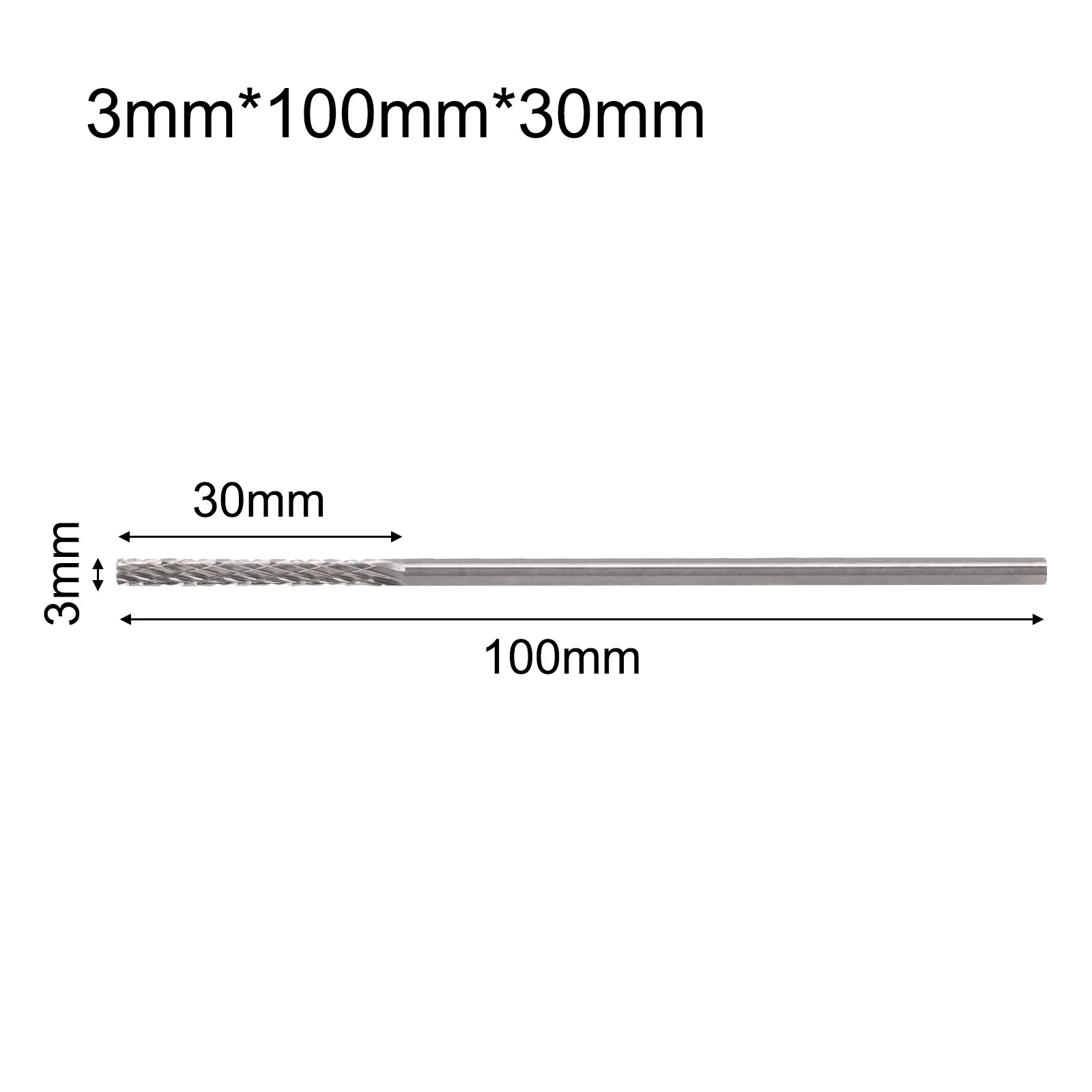 1pc 3mm 1/8 Tungsten Carbide Milling Cutter Long Shank Carbide Burs For Milling Cutter Burr Rotary 38mm To 100mm Rotary Tools