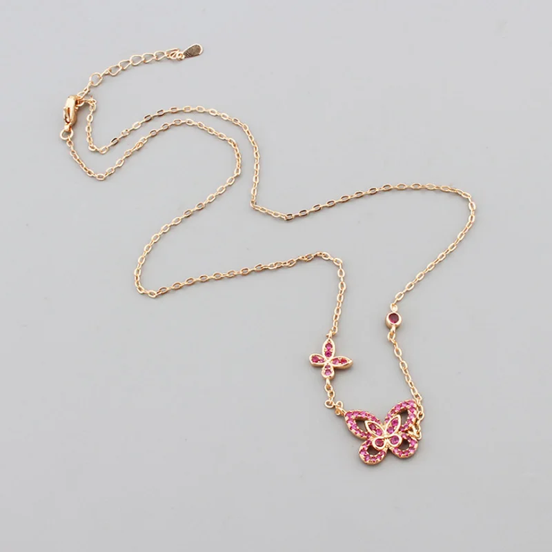 

Bobokiki Jewelry Fashion New Butterfly Titanium Steel Micro-Inlaid AAA Zircon Luxury Retro Insect Necklace