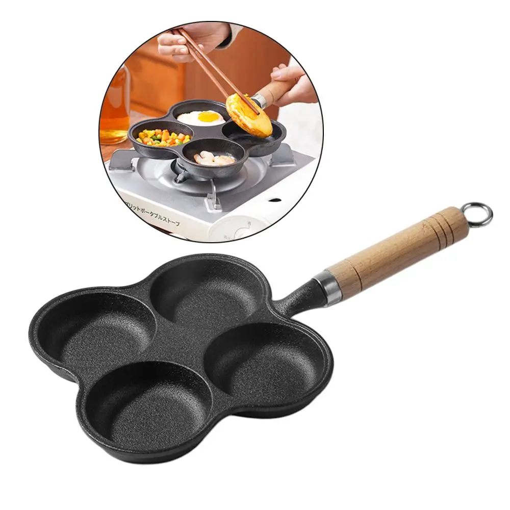 Cookware Smokeless Poached Protable Egg 4 Holes Pot Breakfast Frying