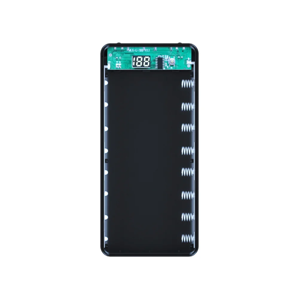 Battery Storage Box Battery Case Power Bank Box Battery Charger Case Battery Holder Power Bank Case Charging Treasure Box Battery Box 8*18650 Power Bank Cases Battery Holder Dual USB Type C Charge DIY Shell L8 DIY Battery Case Storage Box