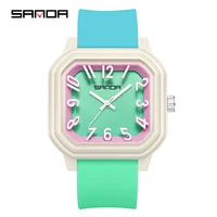 SANDA SD9084 Fashion Students Quartz Watch Simple Waterproof Silicone Strap Casual Sports Boys Girls Watches