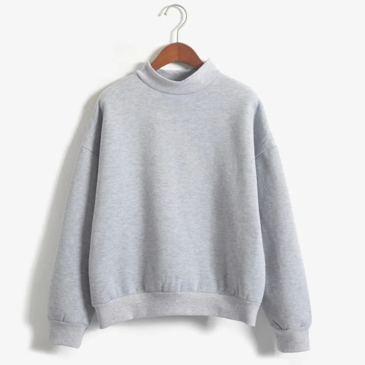 Gris - Sudadera básica con cuello redondo