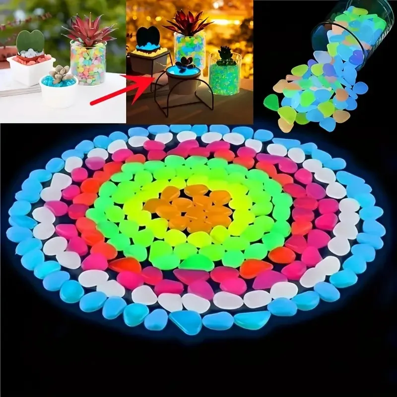 Glow In The Dark Garden Pebbles Stones Rocks For Yard And Walkways Decor Fairy Garden DIY Decorative Luminous Stones aquarium decoration stones