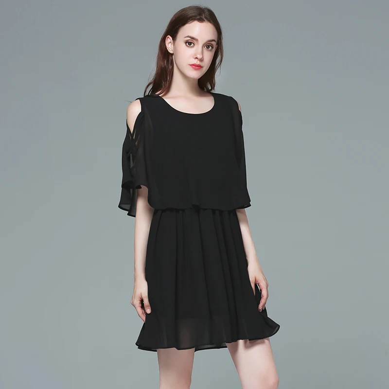 

Summer New Arrival Straight Petal Half Sleeves Casual Style Plus Size Elegant Loose Above Knee Female Dress 11542