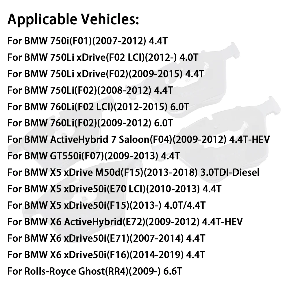 BMW F01 F02 F04 F07 F15 F16 E70 E71 E72 롤스로이스 고스트용 프론트 브레이크 패드 세트 D1443 34116783554 예비 부품 액세서리