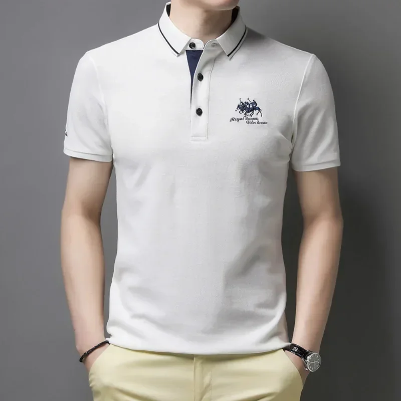 New Summer Casual Lapel Short Sleeve T-shirt Embroidered Polo Shirt Men's High-end Luxury Tops