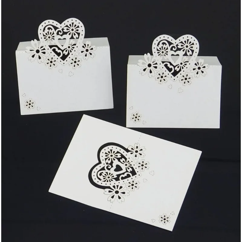 Place Cards 50pcs Cut Heart-Shaped Hollow Wedding Table Number Name Place Card Wedding Party Decoration