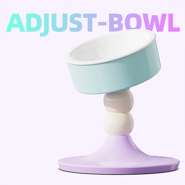 Elevated Ceramic Cat Bowl with 3 Heights, 20° Tilted, Anti-Vomiting, Whisker-Friendly, Elevated Food Dish for Cats & Small Dogs