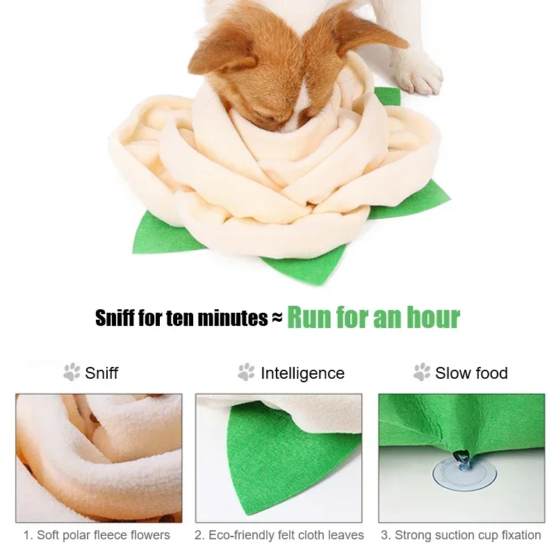 Rose Flower Pet Dog Snuffle Mat Nose Smell Training Pad Dog Puzzle Toy Slow Feeding Bowl Food Dispenser Washable Toys