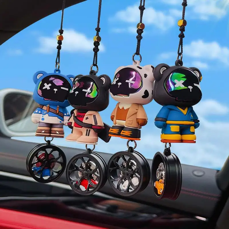 

Car Swinging Ornament Bear Car Pendant with Adjustable Lanyard Cute Car Accessories for Rearview Mirror Car Decoration Charm