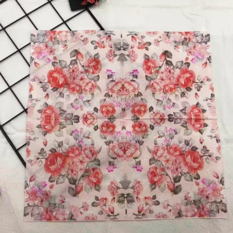 Colourful Printed Napkins Red Flowers and Grass Models Paper Wedding Restaurant Decorative Paper 20pcs/pac 33*33cm 2-Ply