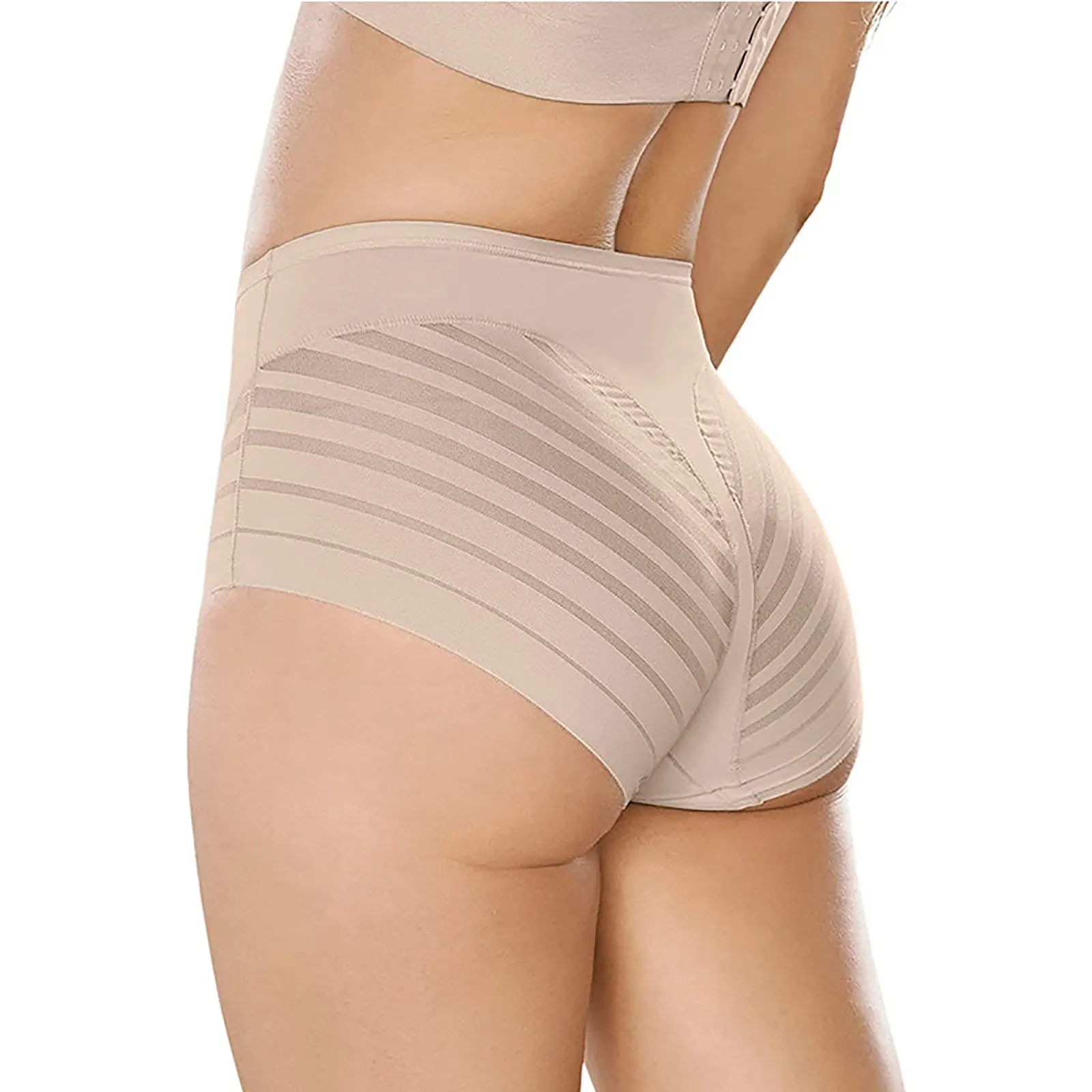 Lingerie For Ladies Sexy Lingerie Panties Tummy Control Sheer Striped Mesh Briefs High Waist Lingerie Solid Ice Silk Underpants