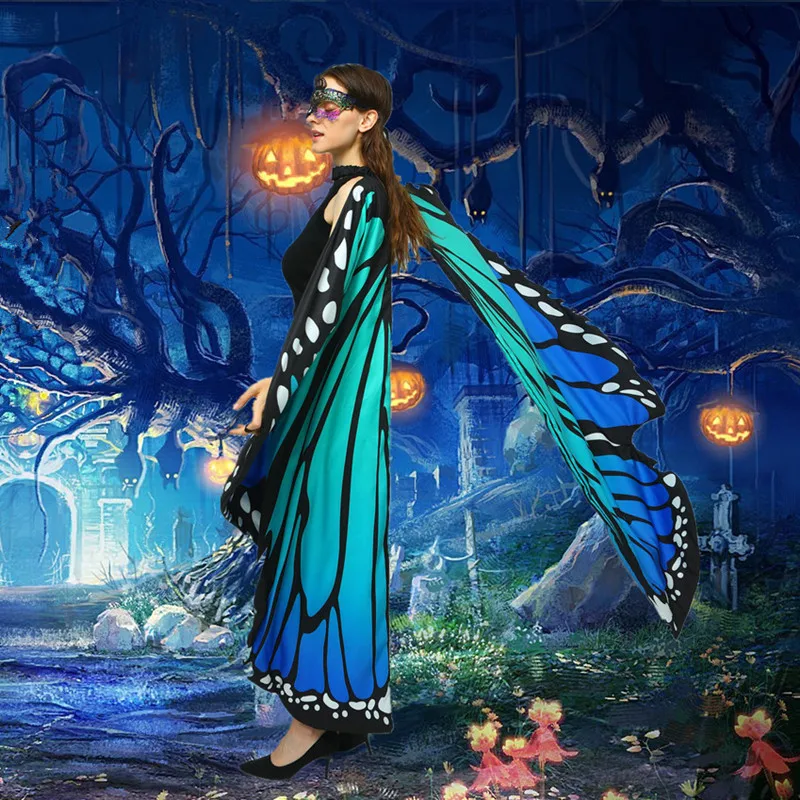 Ali di farfalla in tessuto stampa fronte-retro per donna Pixie Monarch Cape  Fairy Ladies Costume ali accessori antenne fascia - AliExpress
