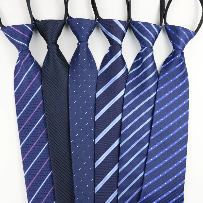 8cm Width Pre-tied Zipper Neck Tie Striped Polka Dots Neckties For Men Corbatas Gravata Slim Suits Jacquard Cravat Tie neck tie