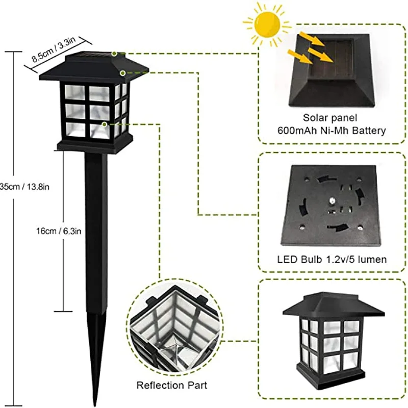 6pcs led Outdoor solar lights Palace lampshade Lantern solar panel Powered Light home Path camping Garden Xmas Decoration Lamp 5
