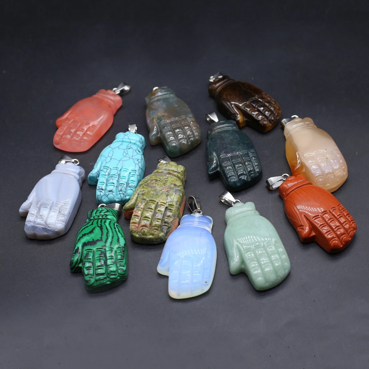 5PCS Natural Semi Precious Stone Random Color Bergamot Pendant 47x27mm Jewelry Making DIY Necklace Earrings Accessories