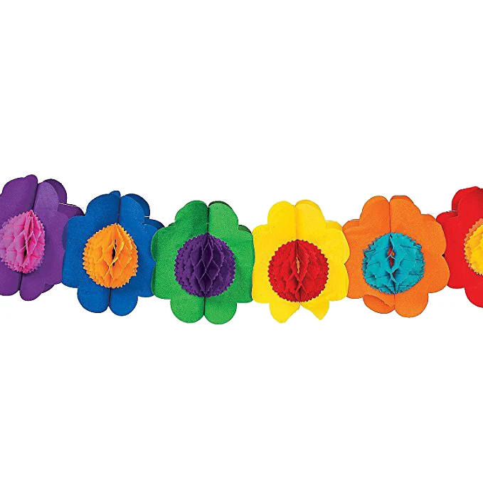 

Paper Garland Decorations, Mexican Banner Hibiscus Garland Flower Banner Tropical Paper Flowers Luau Party Decorations