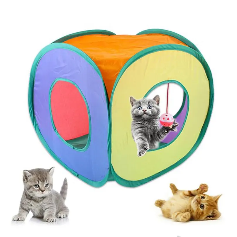 FunCatTunnelsInsideFoldableCubeCatTentKittenToyTentHouse