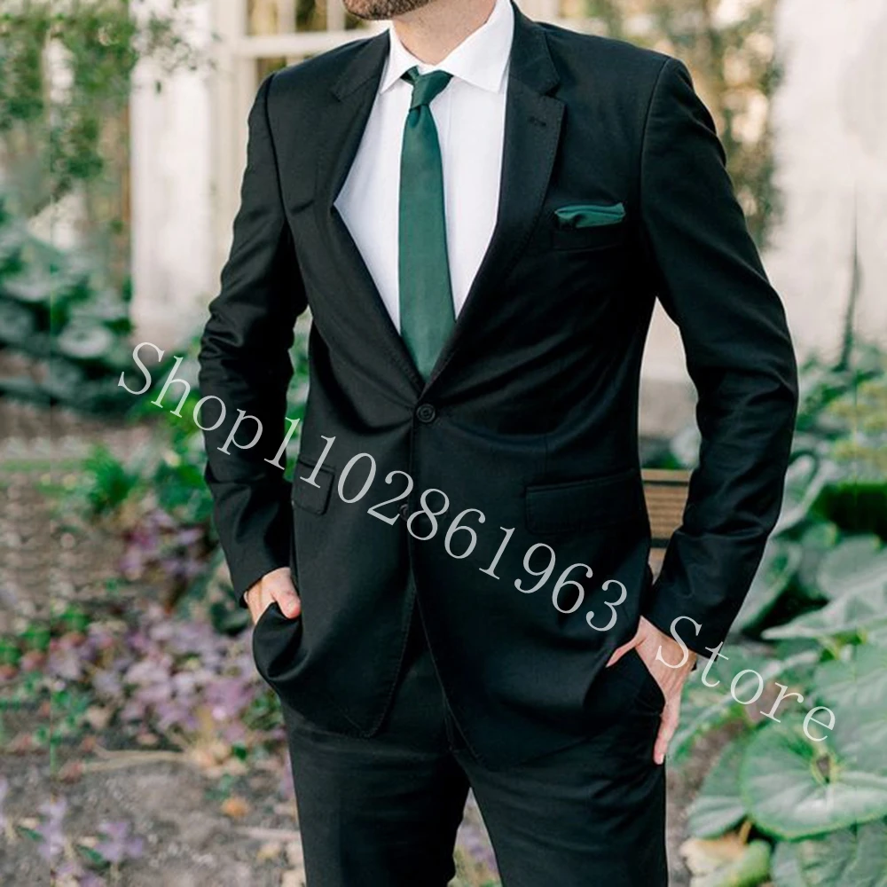 New Arrival Men Suits Slim Fit Notched Lapel Two Buttons 2 Pieces Formal Business Groom Wear Wedding Tuxedo Blazer Costume Homme