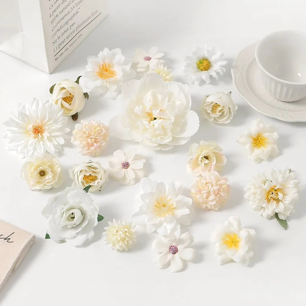 21cs Rose Artificial Flowers Heads Silk Fake Flowers For Home Decor ...