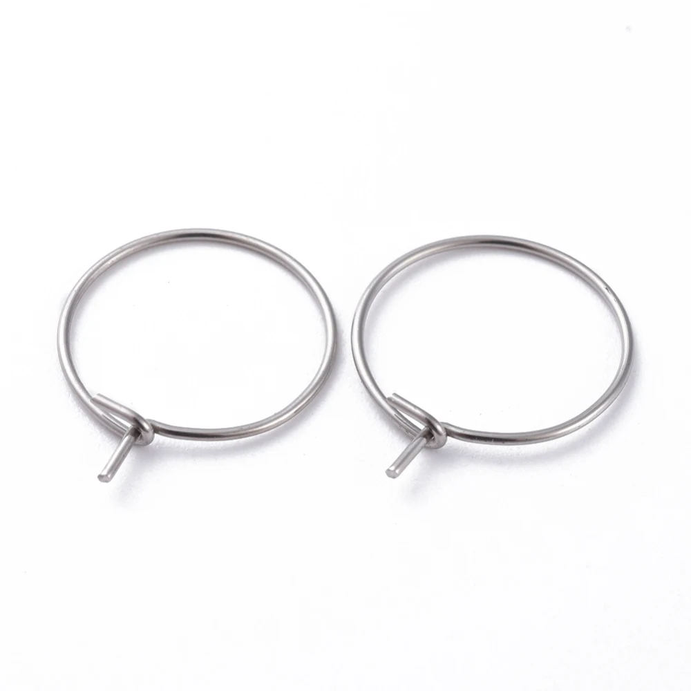 

316 Surgical Stainless Steel Hoop Earring Findings Wine Glass Charms Findings Stainless Steel Color 15x0.7mm 21 Gauge