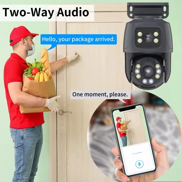 Gadinan PTZ Dual Screens Smart Wired POE IP Camera 6MP Dual Lens Tracking Motion Detection Two-way Audio CCTV Video Surveillance 4